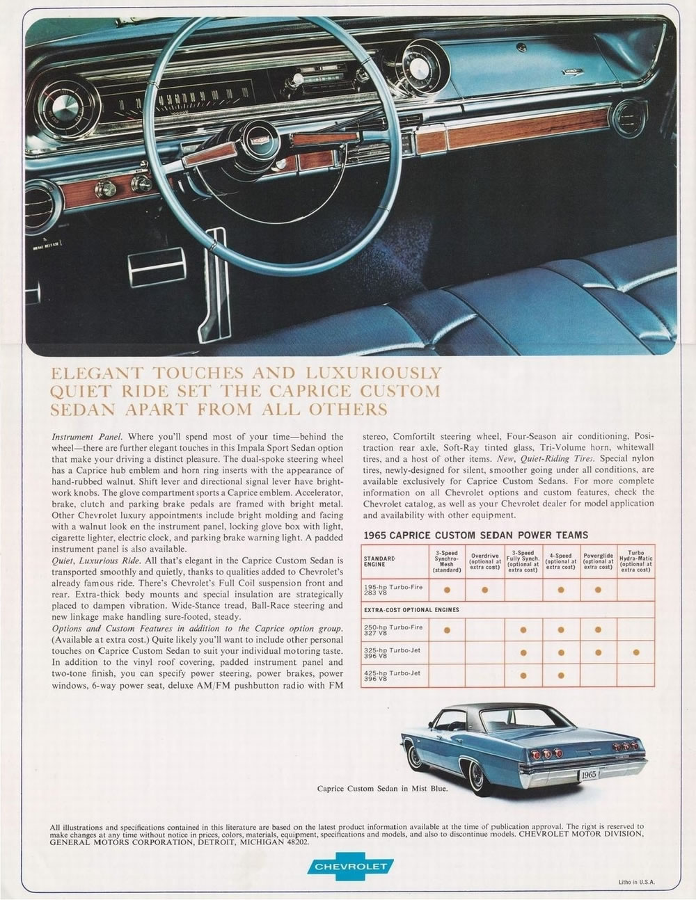 1965 Chevrolet Caprice Custom Brochure Page 1
